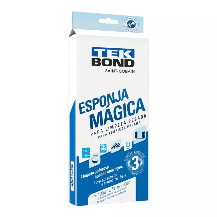 Esponja Mágica Tekbond embalagem com 3 esponjas