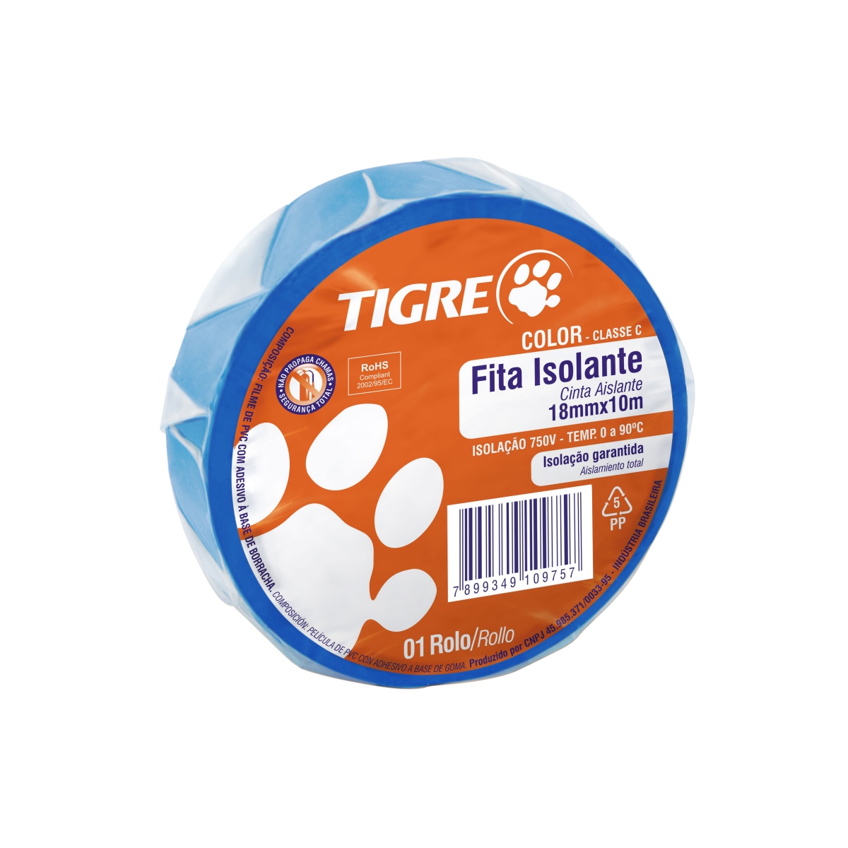 Fita Isolante 18mm x 10m Azul Tigre